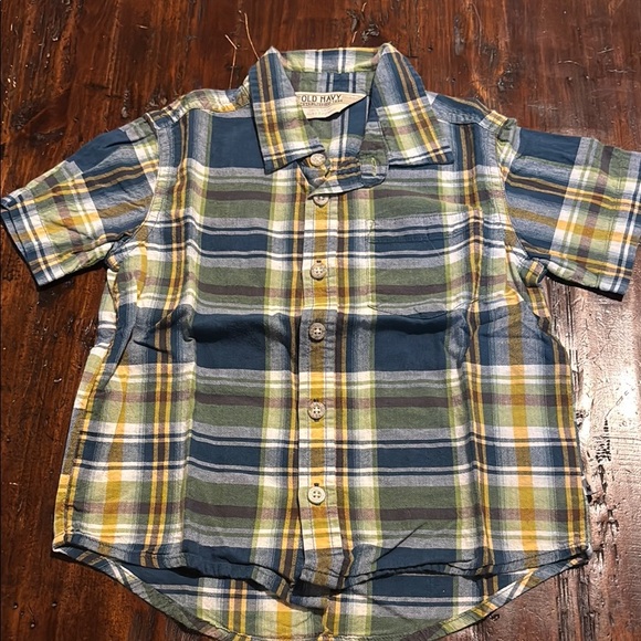 OLD NAVY EUC BOYS BLUE YELLOW TOP SHIRT TOPS SHIRTS SUMMER CAUSAL DRESS SIZE 3T - Picture 1 of 3